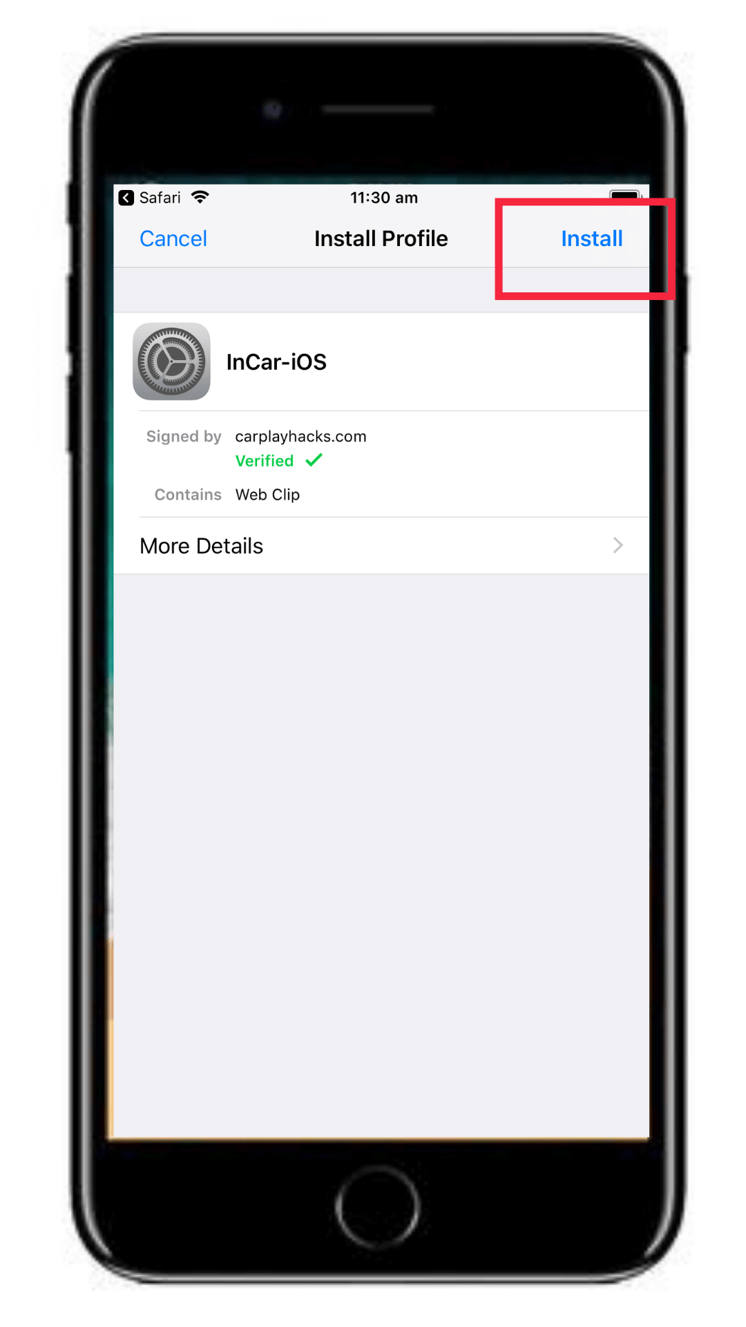 how to install incar ios