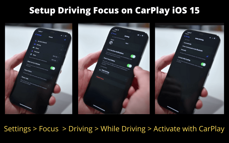 how to setup driving focus on carplay ios 15