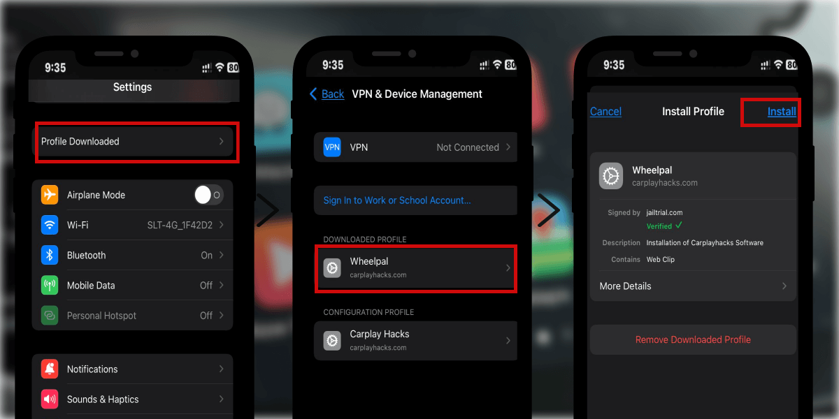 Downloading WheelPal web app profile