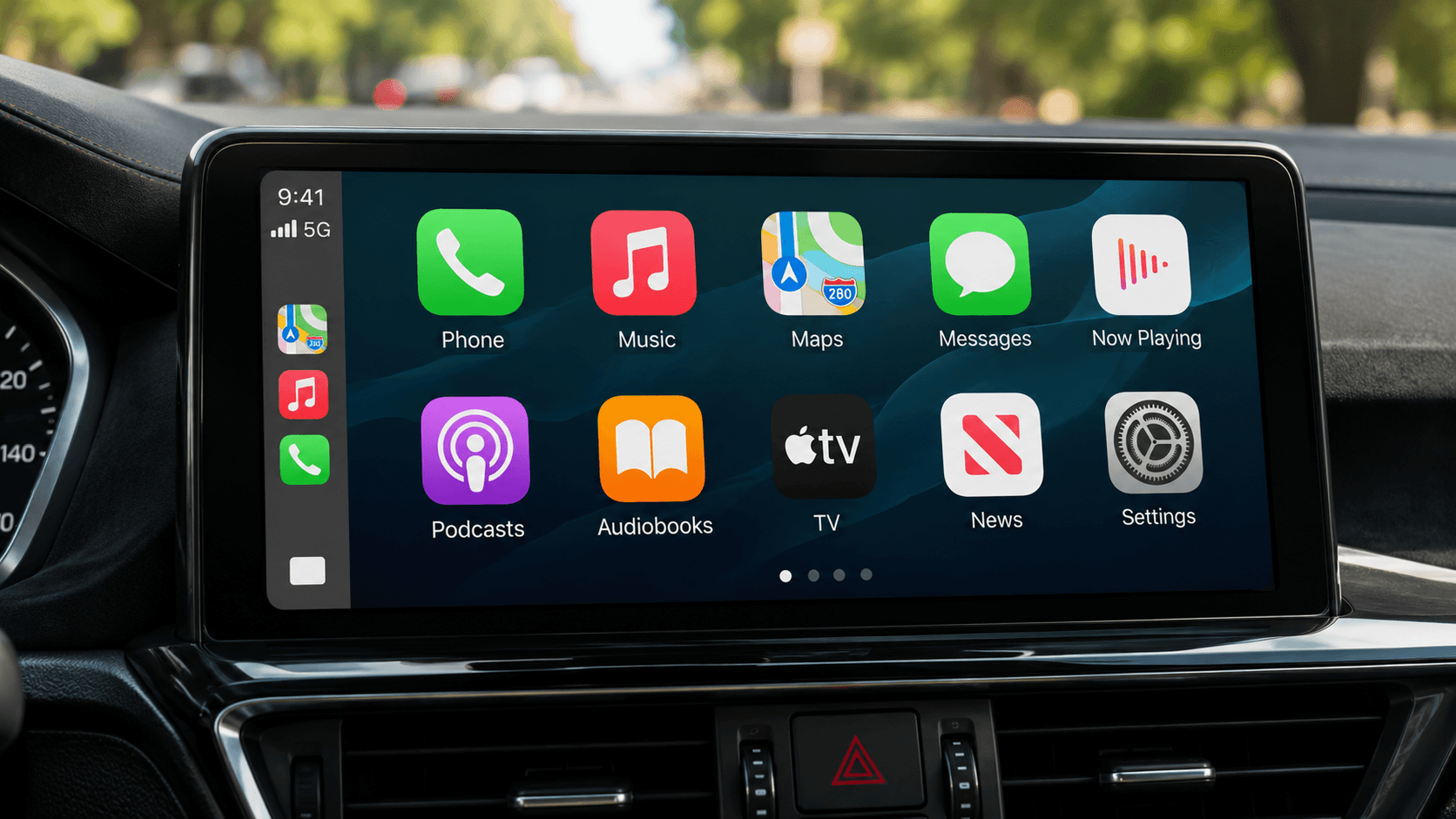  CarPlay home screen displaying Apple TV app icon